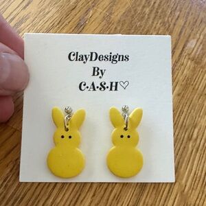 Yellow Bunny Earrings by ClayDesignsbyCASH